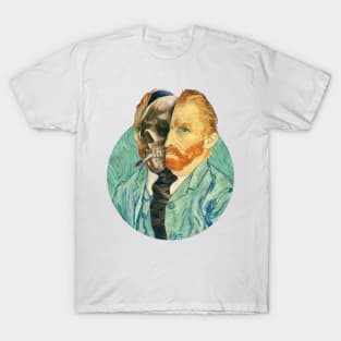 Van Gogh Surreal Head, Van Gogh Skeleton, Skull, Smoking skeleton T-Shirt